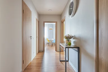 Fotobehang Hotel chique entrance hall in the apartment with a console table  © Iglenas