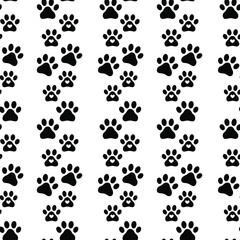 Seamless vector pattern with paws. Vector pattern of animal paws. Animal print for textiles. Prints, silhouette of cats paws.