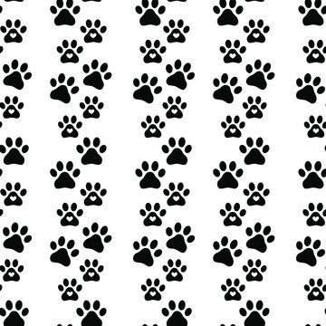 Seamless vector pattern with paws. Vector pattern of animal paws. Animal print for textiles. Prints, silhouette of cats paws.
