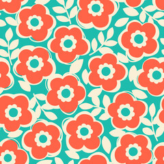 Cute hand drawn floral seamless pattern background.