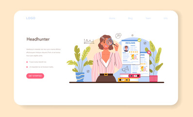 Headhunting web banner or landing page. Idea of business recruitment