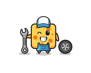 the cheese character as a mechanic mascot