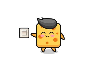 cartoon cheese is turning off light
