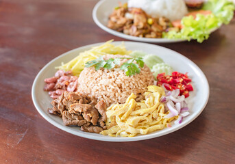 Mixed cooked rice with shrimp paste sauce