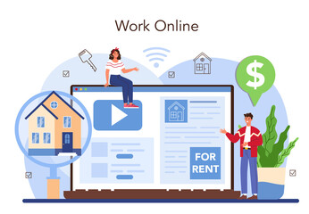 Real estate agency online service or platform. Realtor or broker