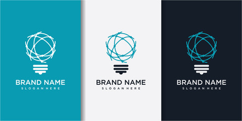 Modern Tech Bulb logo designs concept with business card