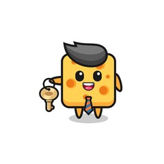 cute cheese as a real estate agent mascot