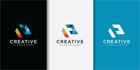 Colorful Geometric E letter Logo Symbol Design Illustration. letter E logo