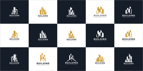 Set of building logo design inspiration. Mega Set and Big Group, Real Estate, Building and Construction