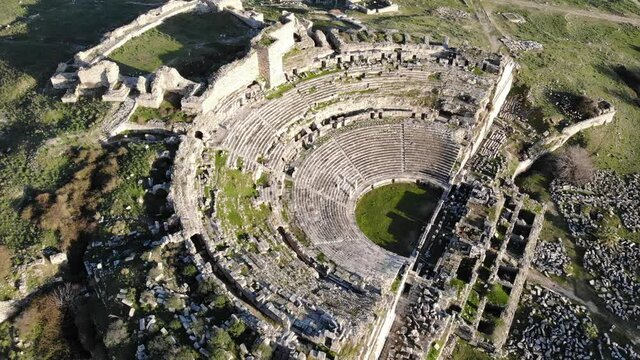 Ruins of ancient greek amphitheater at Miletus on the western coast of Anatolia, Turkey