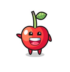happy cherry cute mascot character