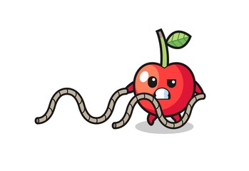 illustration of cherry doing battle rope workout