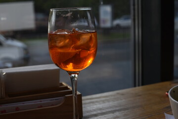 Aperol Spritz in a wine glass