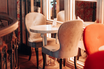 Modern and glamorous restaurant and cafe decoration interior design