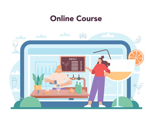 Bartender online service or platform. Barman preparing alcoholic
