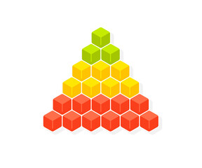 3 tier pyramid of cubes diagram. Clipart image