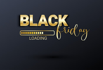 Obraz premium Black Friday loading bar background, banner poster design template. Progress loading bar. Black friday sale. Vector illustration.