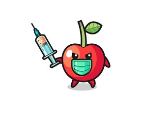 Obraz premium illustration of the cherry to fight the virus