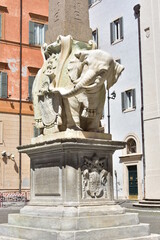 Obraz premium Details of Bernini's Elephant and Obelisk monument at Minerva Square in Rome, Italy