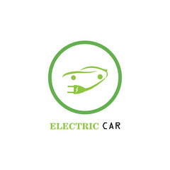Electric car green car hybrid technology logo design