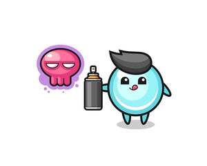 bubble cartoon make a graffiti with a spray paint