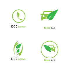 Electric car green car hybrid technology logo design