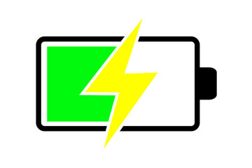 充電中の電池のイラスト。残量が減って充電を促す電池のアイコン。
