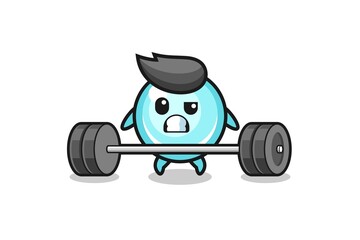 cartoon of bubble lifting a barbell