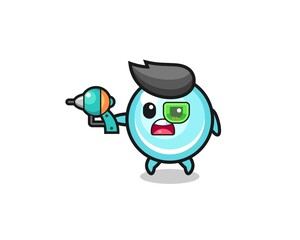 cute bubble holding a future gun