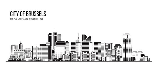 Cityscape Building Abstract Simple shape and modern style art Vector design - City of Brussels