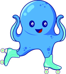 Cute octopus cartoon vector icon illustration. Animal nature concept icon isolated premium vector. Flat cartoon style