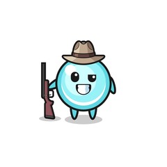 bubble hunter mascot holding a gun