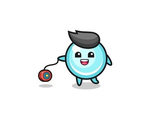 cartoon of cute bubble playing a yoyo