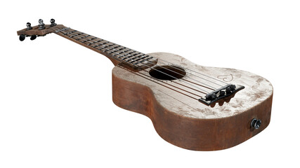 Wooden traditional soprano ukulele 3D render illustration isolated on white background