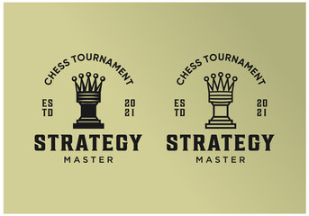 luxury chess master logo design premium vector