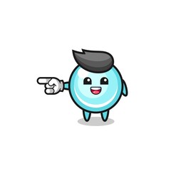 bubble cartoon with pointing left gesture