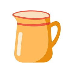 Ceramic kitchenware Orange pitcher Cartoon vector illustration on white background.