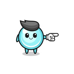 bubble mascot with pointing right gesture