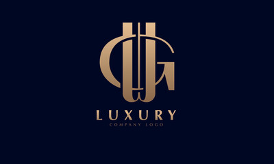 Fototapeta na wymiar Alphabet WG or GA luxury initial letters brand monogram logo template