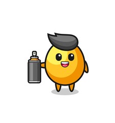 the cute golden egg as a graffiti bomber