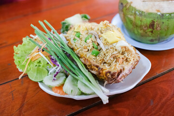 Close up of Pineapple Fried Rice, Thai food.