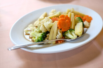Stir Fried Mixed Vegetables on the plate.