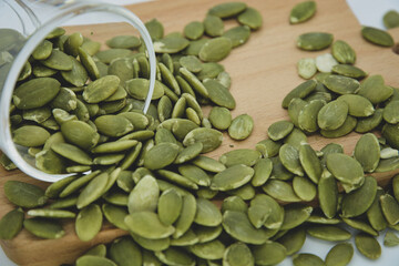 Peeled pumpkin seeds without peel.