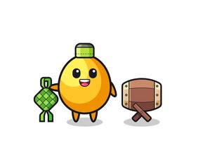 golden egg muslim character are celebrating Eid Al Fitr