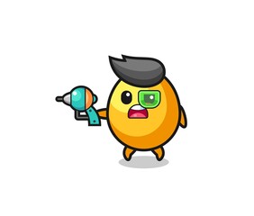 cute golden egg holding a future gun