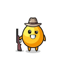 golden egg hunter mascot holding a gun