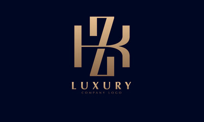 Alphabet ZK or KA luxury initial letters brand monogram logo template