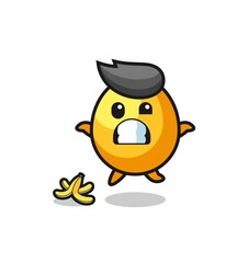 golden egg cartoon is slip on a banana peel
