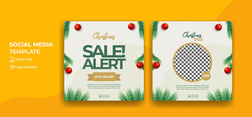 Christmas sale social media poster design template vector Free