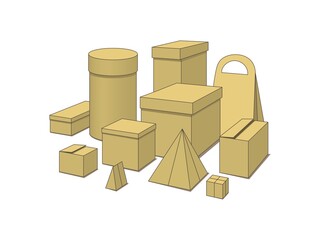 Obraz premium Cardboard box templates set.